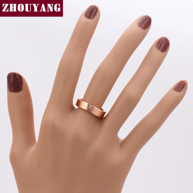 'V' Wire Drawing Process Rose Austrian Crystals Ring For Women Wedding ZYR386 ZY
