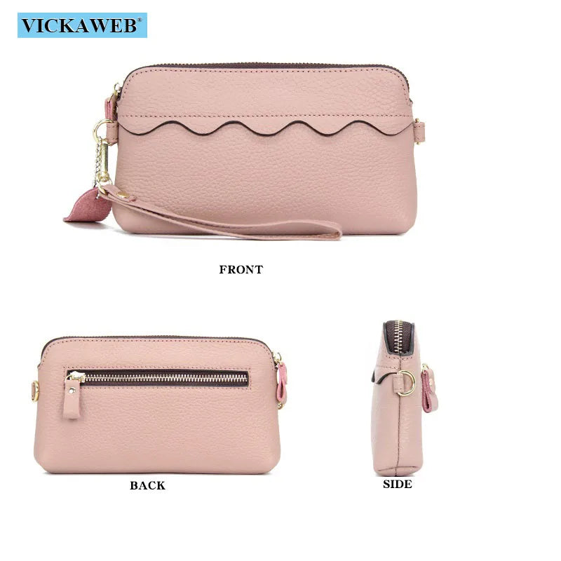 Leather Big Wallet Women Long Wristlet Zipper Purse