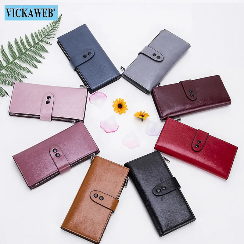 Long Wallet Women Ladies Solid Purse Female Zipper Big Pink Woman Red Money Bag