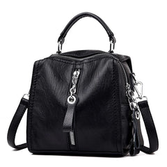 Vintage Cow Leather Handbags Women Messenger Bag Tassel Crossbody Shoulder Bag