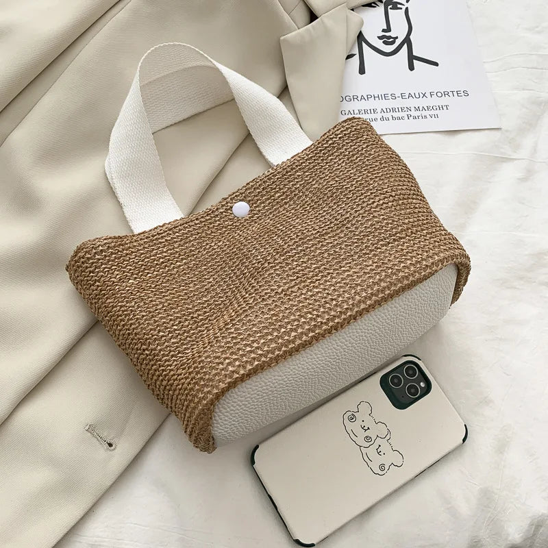 Vacation Woven Bag Retro Handbag Seaside Beach Straw Woven Bag