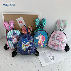 Sequins Unicorn Backpack holographic school bag for girls