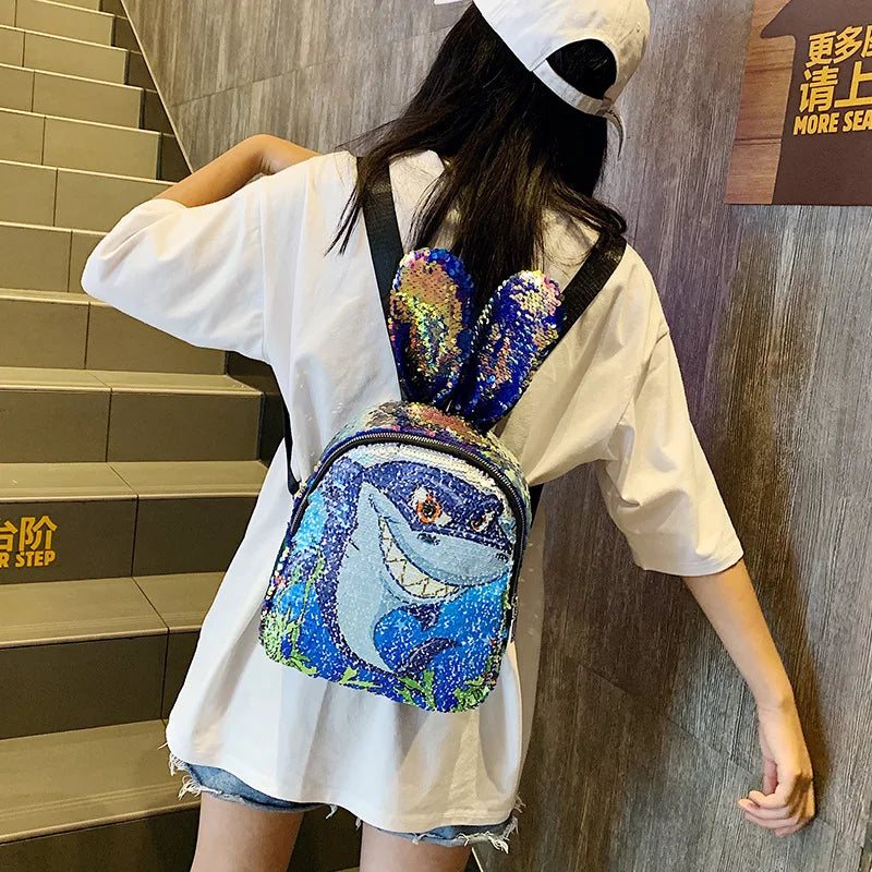 Sequins Unicorn Backpack holographic school bag for girls