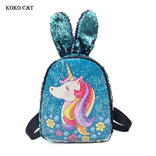 Sequins Unicorn Backpack holographic school bag for girls