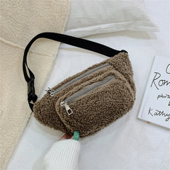 Vegan Plush Waist Bag Women Fanny Packs Casual Crossbody Sling Bag