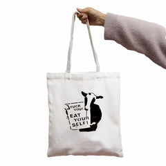 Gothic Vegan Women Canvas Bag Horror Cartoon Large Shopper Bag