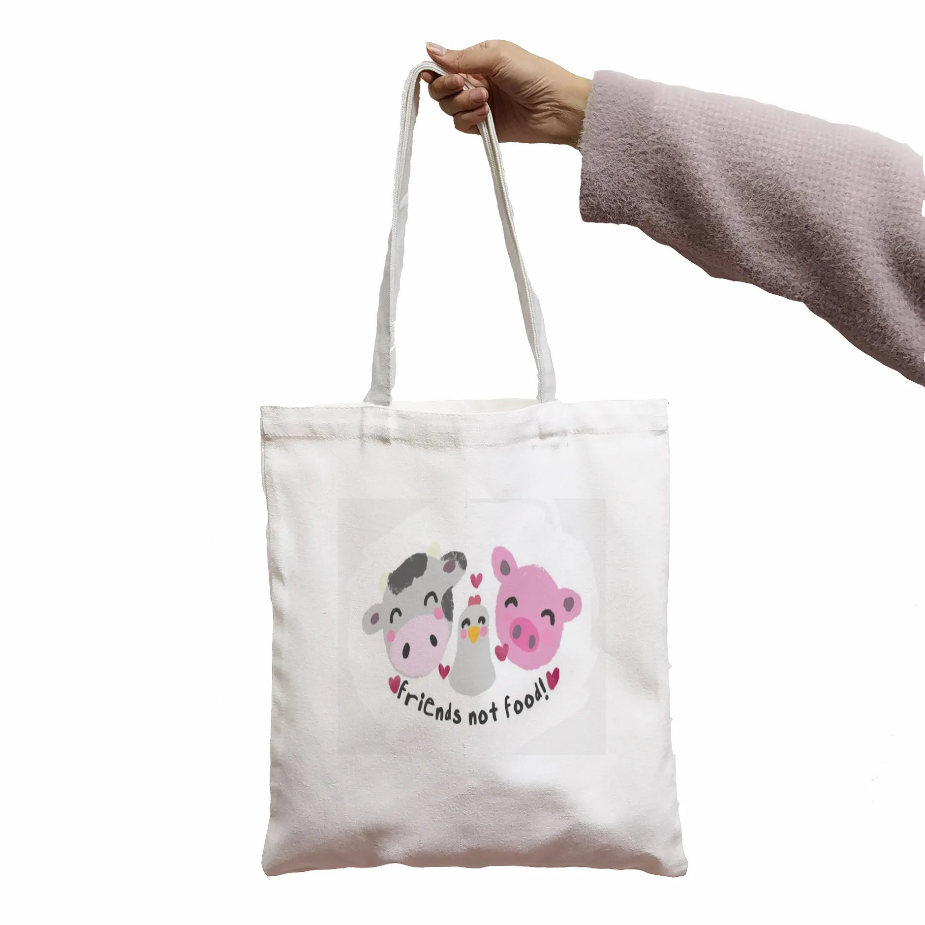 Gothic Vegan Women Canvas Bag Horror Cartoon Large Shopper Bag
