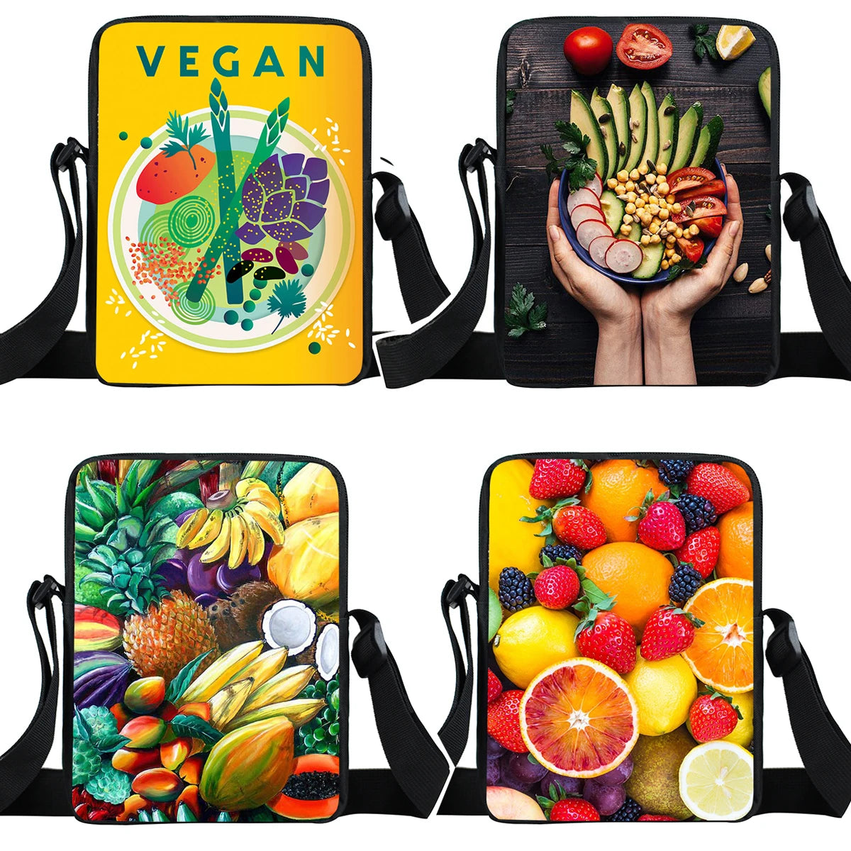 Fruit Print Shoulder Bag Vegan Handbag Women Crossbody Bags