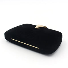 Velvet Evening Handbag Chain Shoulder Bag Leaf Buckle Banquet Purse