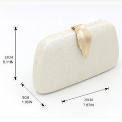 Velvet Evening Handbag Chain Shoulder Bag Leaf Buckle Banquet Purse