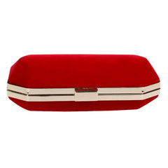 Red Velvet Evening Clutch Bag with Chain Strap for Wedding Party