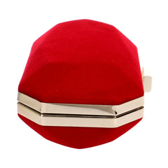 Red Velvet Evening Clutch Bag with Chain Strap for Wedding Party