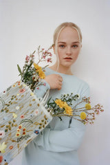 Velvet Handbag Embroidery Flower Tote Bag