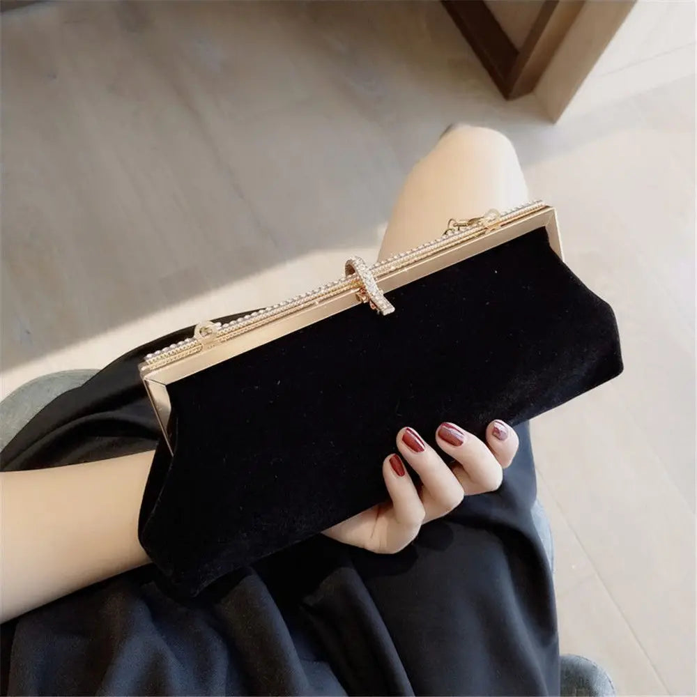 Velvet Evening Bags Rhinestones Clutch Party Totes Diamonds Lady Handbags