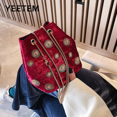 Velvet Messenger Bag Chain Small Crossbody Bags For Women Golden