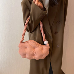 Velvet Pea Shaped Shoulder Bag Puffy Handbag