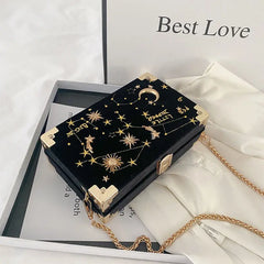 Velvet Embroidery Chain Shoulder Messenger Bag 2022