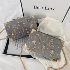 Velvet Embroidery Chain Shoulder Messenger Bag 2022