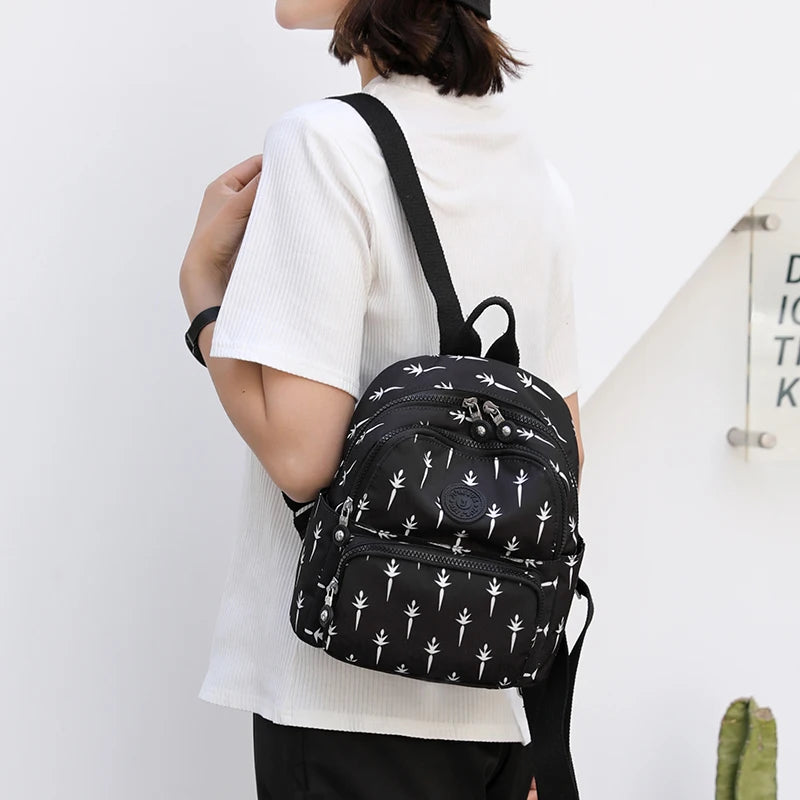 Small Backpacks Women Waterproof Flower Printing Female Shoulder School Bags