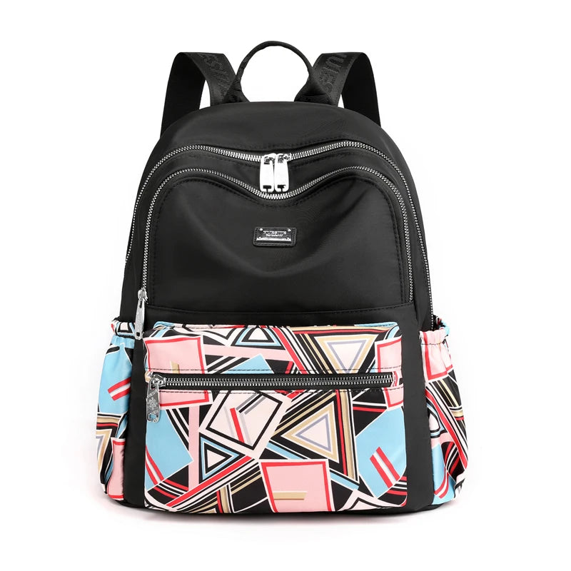 Travel Women Backpack Nylon Shoulder Bags Flower Printing School Bag