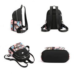 Travel Women Backpack Nylon Shoulder Bags Flower Printing School Bag