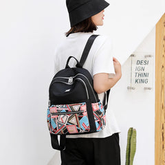 Travel Women Backpack Nylon Shoulder Bags Flower Printing School Bag