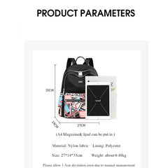 Travel Women Backpack Nylon Shoulder Bags Flower Printing School Bag