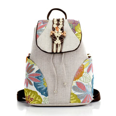 Beaded Embroidered Women Small Canvas Backpacks, Ladies Casual Rucksacks