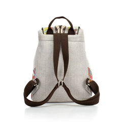 Women's Small Canvas Backpack, Floral Embroidered Rucksack