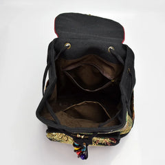 Phoenix Silk Embroidered Women's Backpacks, Retro Ladies Rucksack