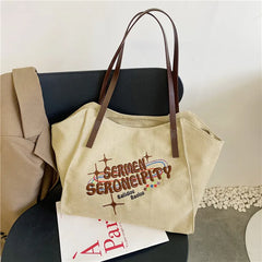 Embroidered Letter Shoulder Bag for Women