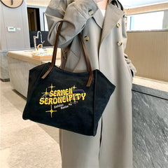 Embroidered Letter Shoulder Bag for Women