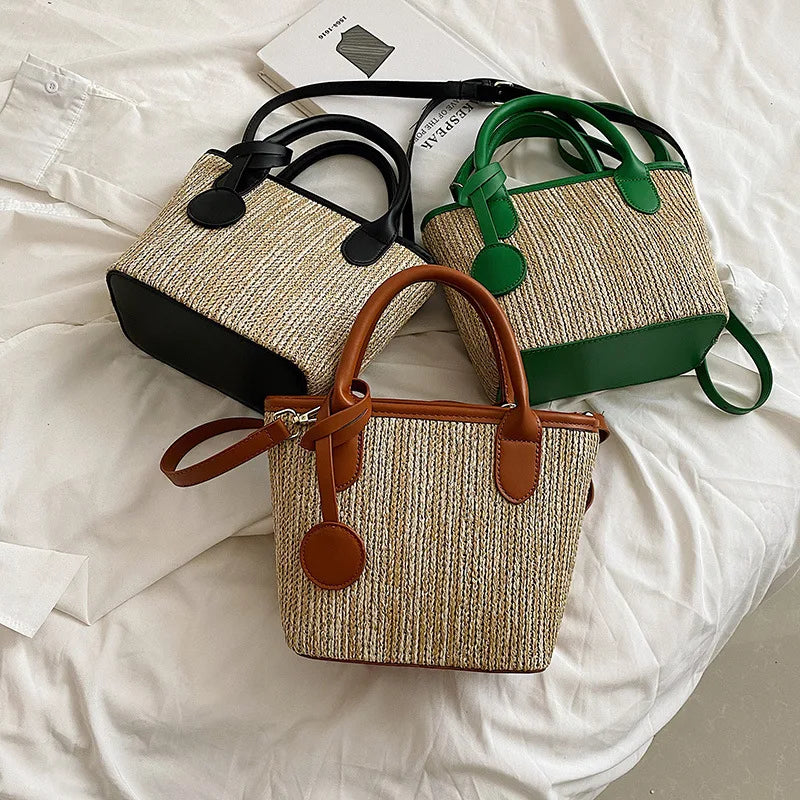 Large Straw Handbag Beach Tote Vacation Shoulder Bags