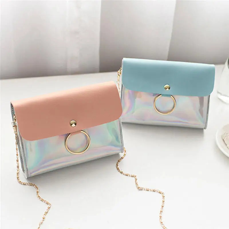 Laser Crossbody Bag Chain Bag Autumn Ring Circle Casual Single Shoulder Bags
