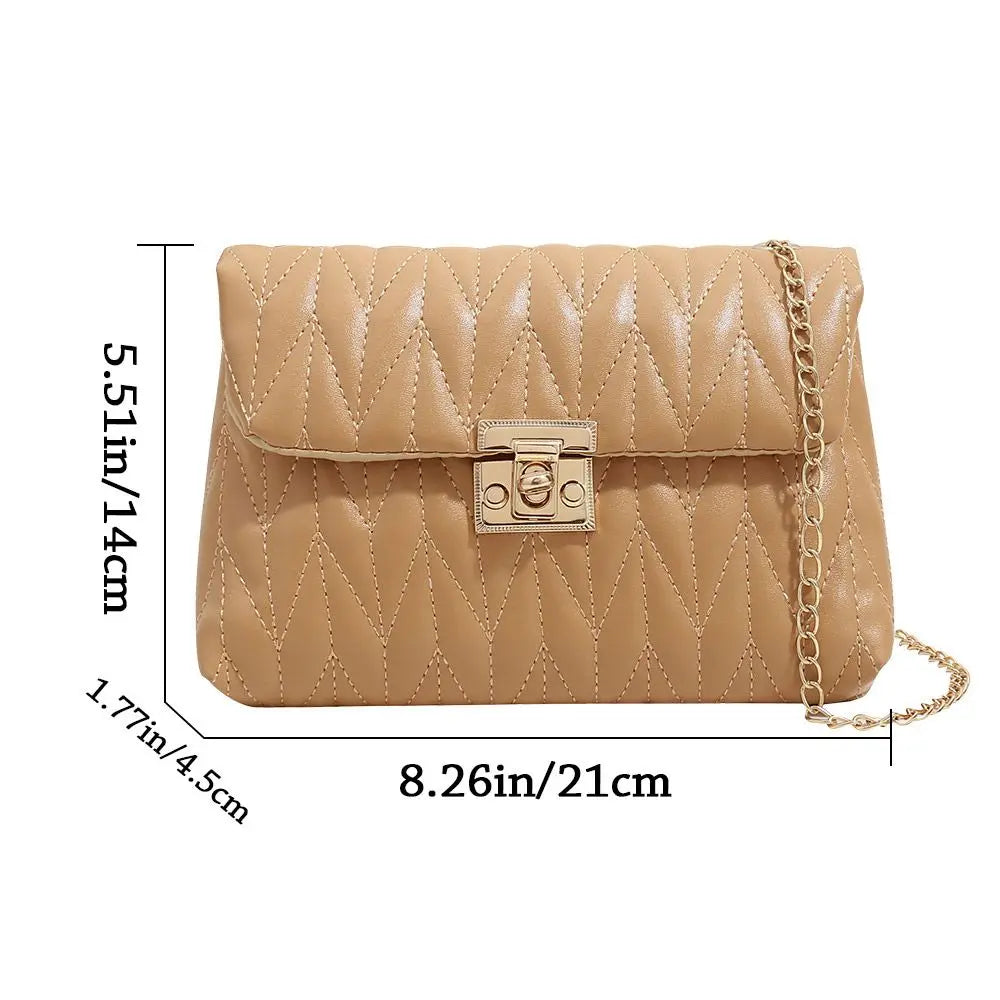 Versatile Women Embroider Chain Bag PU Leather Handbags