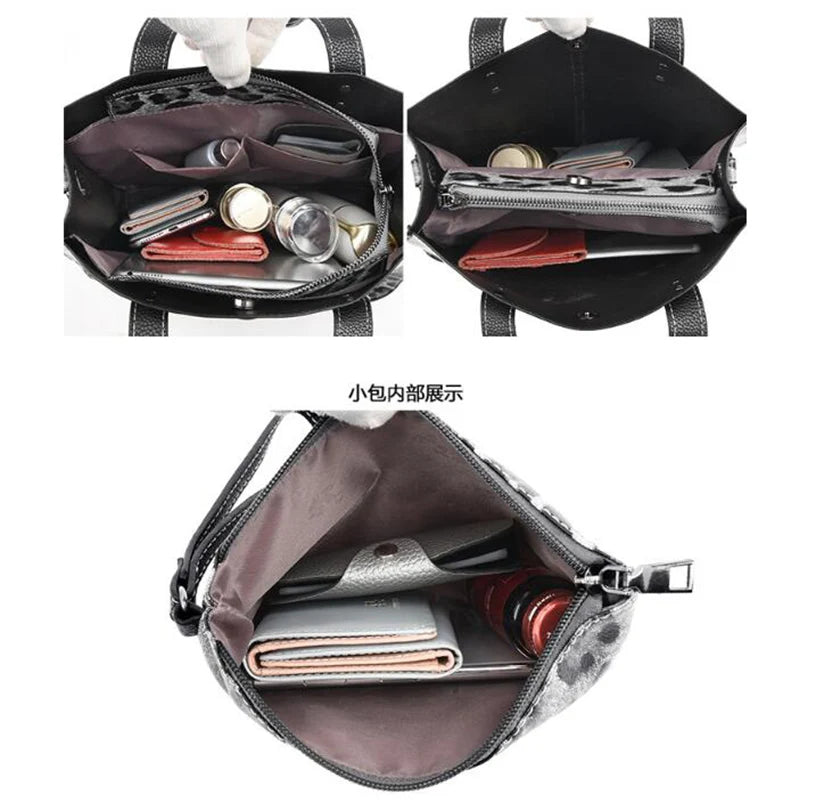 Leopard Chain Women Tote Bag + Wallet Set