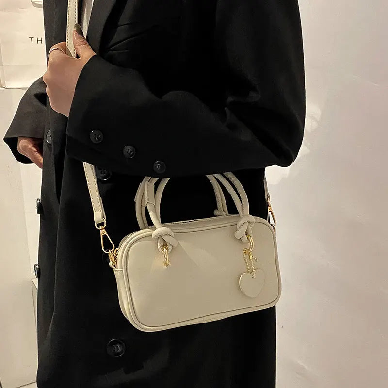 Solid PU Shoulder Bag Portable Small Square Bag