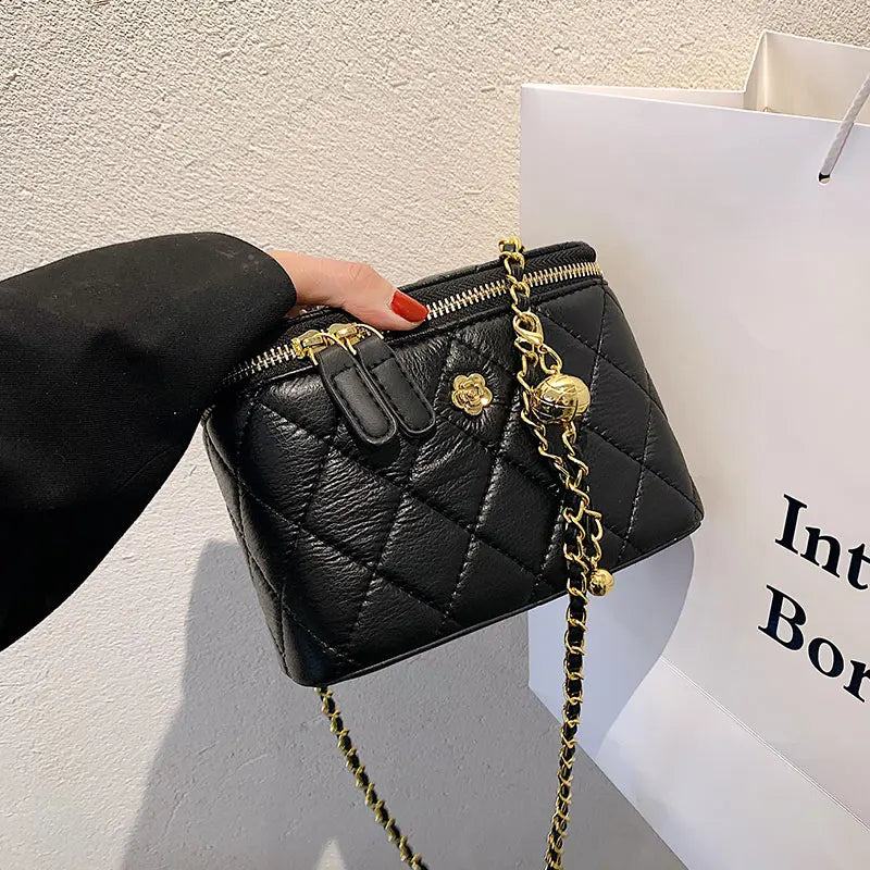 Women's Bucket Chain Shoulder Bag PU Leather Messenger Bag