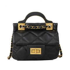 Solid Rhombus Chain Handbag PU Ladies One-shoulder Small Square Bag