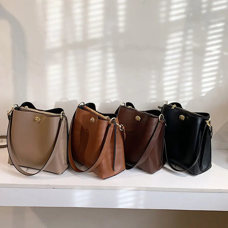 Women Large Capacity Tote Bag Soft Leather Shoulder Bag