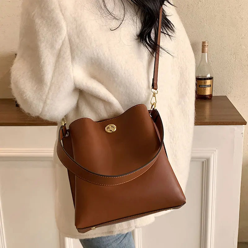 Women Large Capacity Tote Bag Soft Leather Shoulder Bag