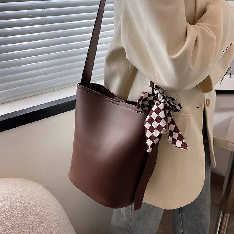 Large Capacity Bucket Bag Nubuck Leather Women's Crossbody Bag Handbag