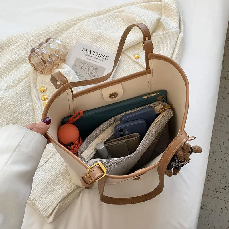 Winter Style Women's PU Leather Shoulder Bag Large Capacity Shopping Handbag