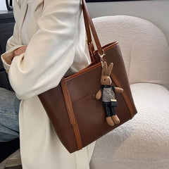 Winter Style Women's PU Leather Shoulder Bag Large Capacity Shopping Handbag