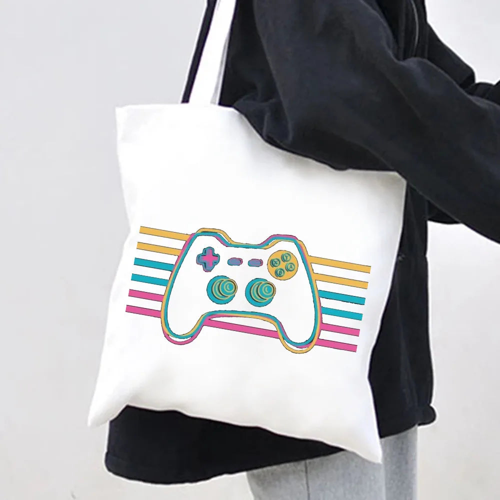 Game Remote Controller Gamer Shoulder Bag Harajuku Handbag Tote Eco Shopper