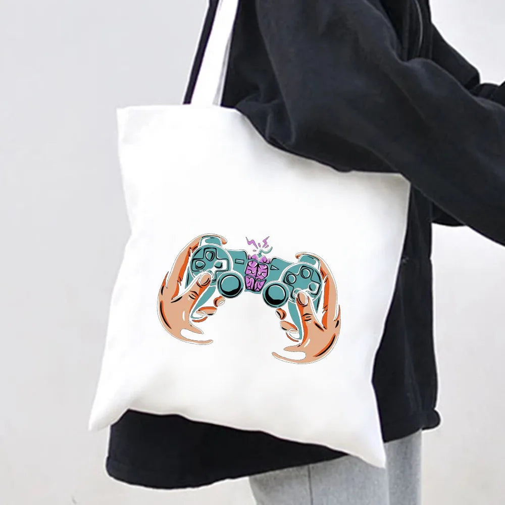 Game Remote Controller Gamer Shoulder Bag Harajuku Handbag Tote Eco Shopper