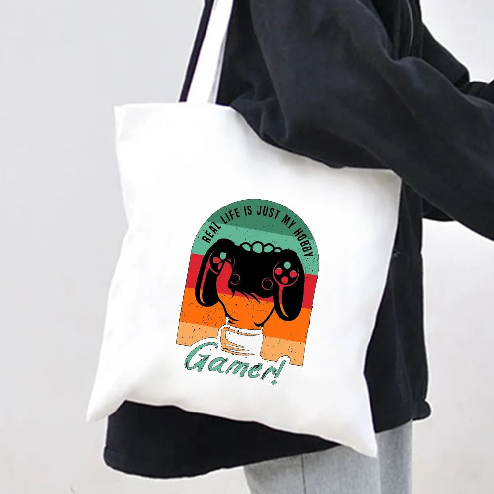 Game Remote Controller Gamer Shoulder Bag Harajuku Handbag Tote Eco Shopper