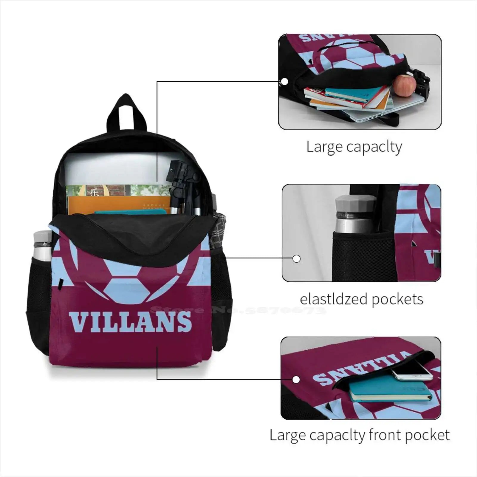 Villans Vintage Retro Satchel Schoolbag Backpack