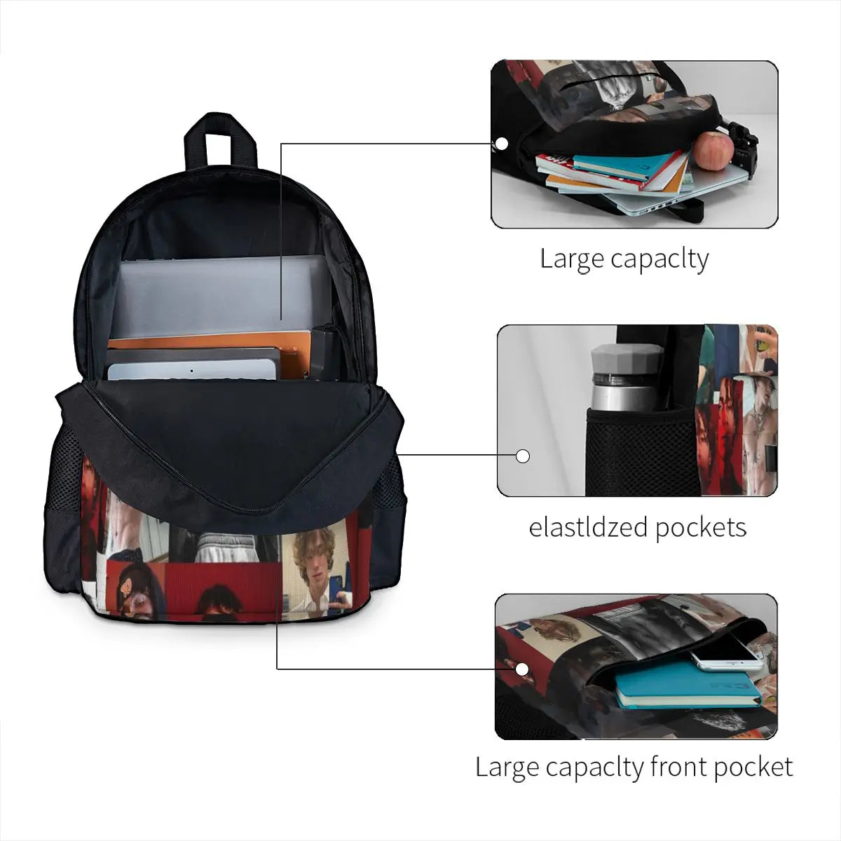 Vinnie Hacker Collage 2 Backpacks Men's Bags For Women