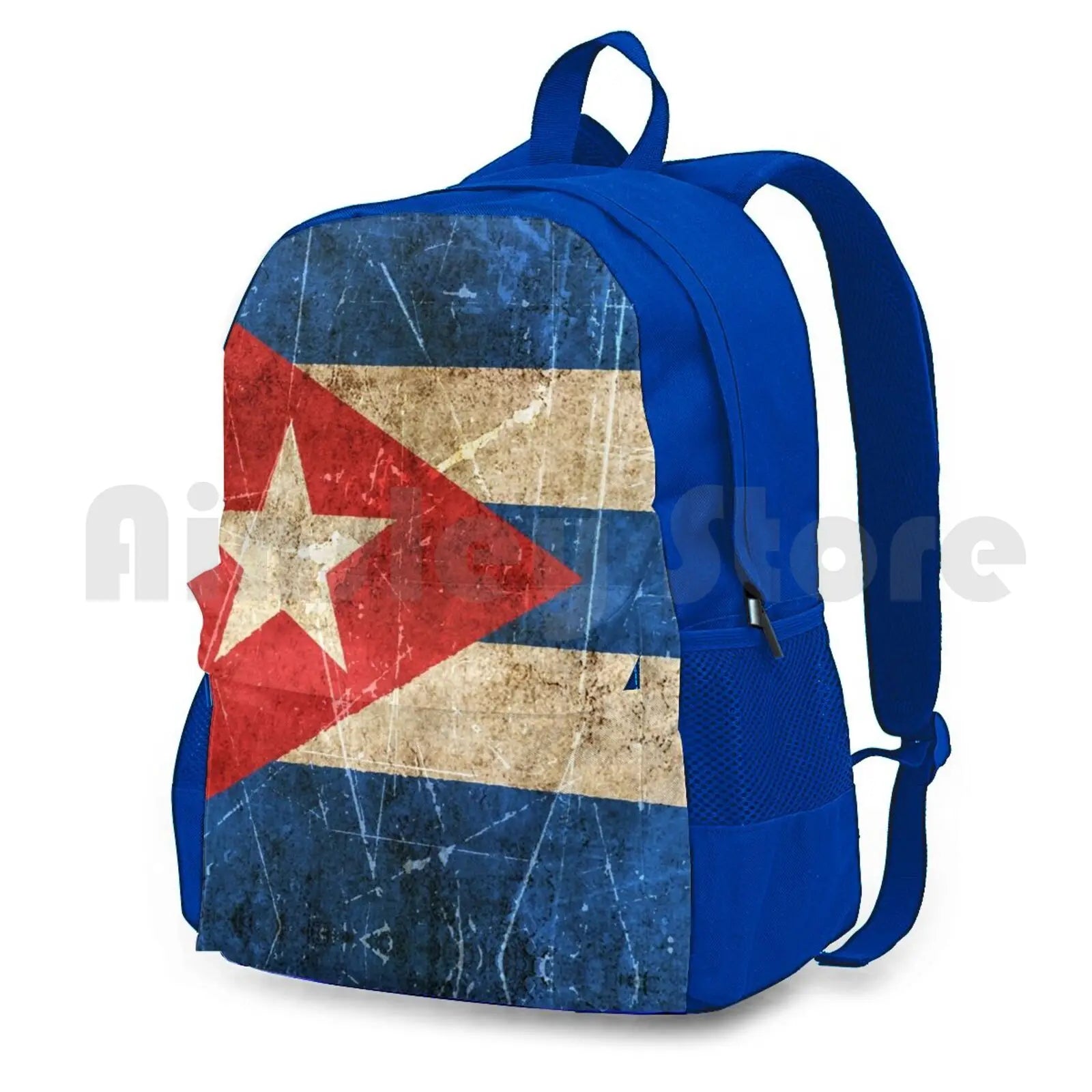 Vintage Cuban Flag Outdoor Hiking Backpack Waterproof Camping Cuba Flag